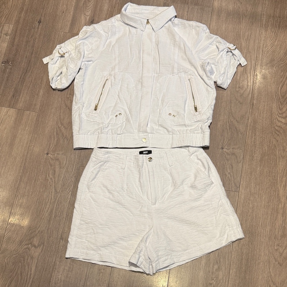 DKNY White Blouse and Short Set